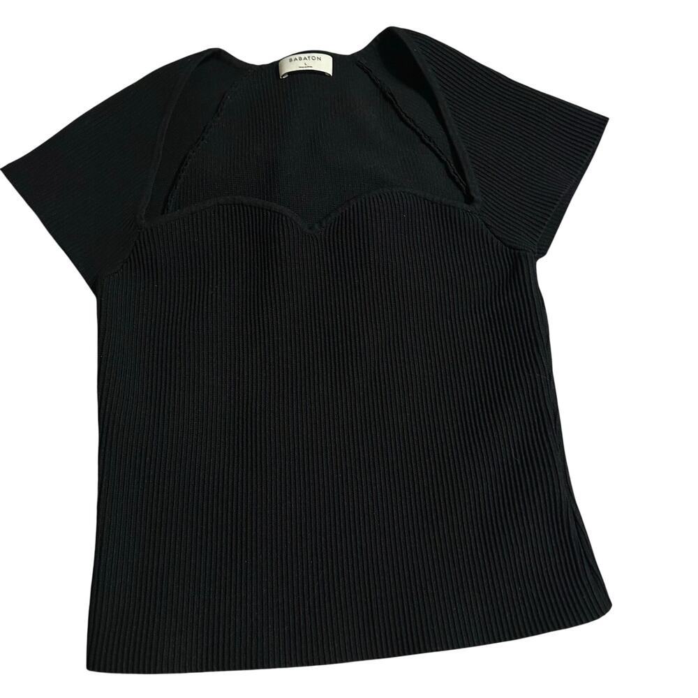 Aritzia babaton sculpted knit sweat heart top sz l